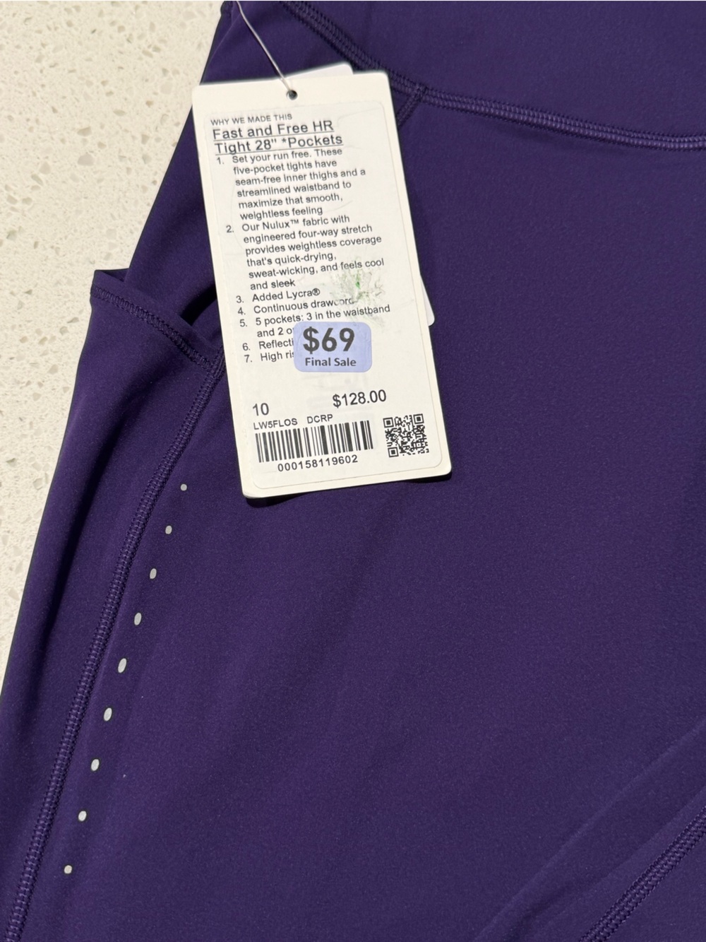 Lululemon Fast and Free High-Rise Tight 28” Size 10 - Picture 3 of 7